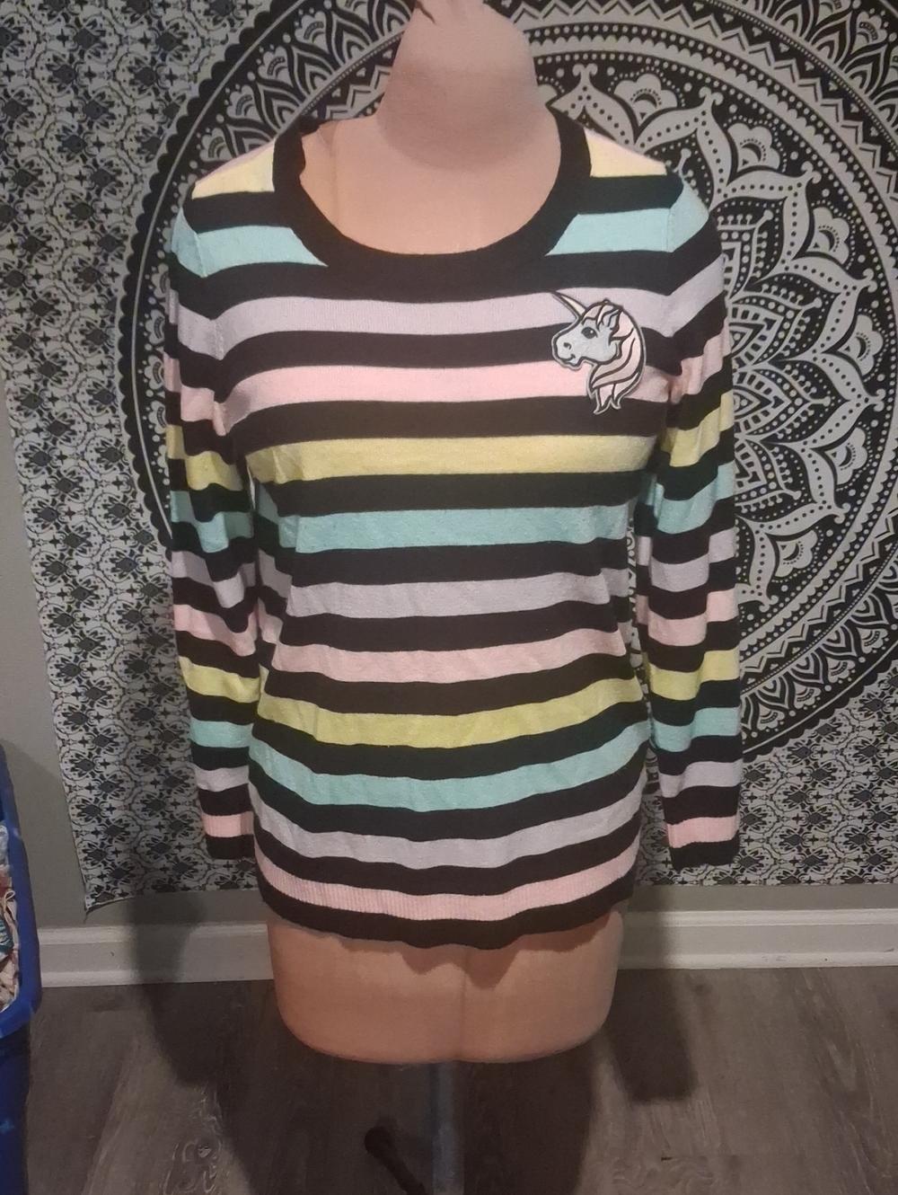 Hot Topic Black Top with Subtle Cream Stripe